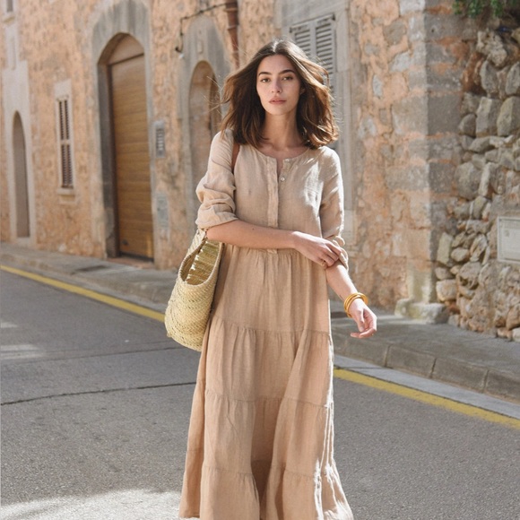Beachwood Mara Dress 100% Linen (Sand Color) - Picture 1 of 8